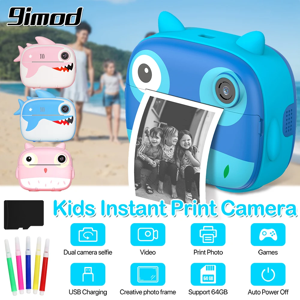 9IMOD Children Instant Print Camera 2.4inch 1080P Selfie Video Photo Digital - £10.18 GBP+