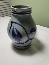 Pottery Salt Glaze Blue Gray Stoneware Pitcher - £14.70 GBP