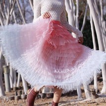 Pastel Pink Tiered Tulle Skirt Outfit Women Plus Size Tulle Maxi Skirt image 5
