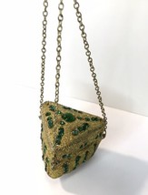 Old World Style Gold Tone &amp; Green Rhinestone Trinket Box Hangable Ornament - £12.49 GBP