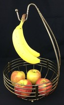  Banana and Fruit Basket Bowl Banana Hanger Holder Stand Gold Steel Metal EGUC  - £31.80 GBP
