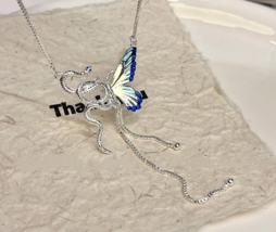 Blue butterfly spirit snake necklace niche design sense personality unique - $19.80