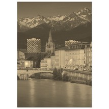 Vintage Grenoble France Travel Poster Print Wall Art | Retro Grenoble Mountain H - $19.99