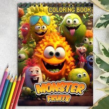 Monster Fruits Spiral-Bound Coloring Book for Adult, Easy and Stress Relief - £14.68 GBP