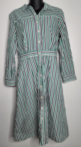 J Crew Shirt Dress Womens Size 8 Striped Green Blue Button Cotton NO Belt - $26.99