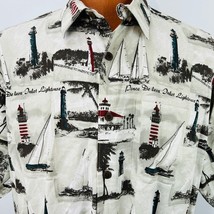 Boca Classics Hawaiian L Aloha Shirt Ponce Inlet Lighthouse Florida Sail... - £39.86 GBP