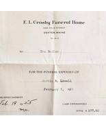 1955 Crosby Funeral Home Invoice Martin Lowell Antique Ephemera Receipt ... - $562.22 MXN