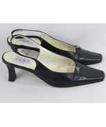 BCBG Paris Black Leather Sling Back Heels Size 6.5 B US Excellent Condition - $16.71