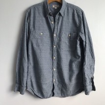 Wallace &amp; Barnes Shirt M Blue Chambray Button Down Collared Southwestern Aztec - £29.66 GBP