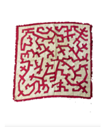 Vintage Michel Swiss Abstract Geometric Fringed Silk Neck Scarf Distress... - £39.62 GBP