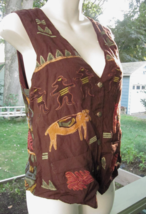 InStyle Vest Primitive Batik Embroidery Animal Appliques Hieroglyphics I... - £7.58 GBP