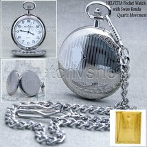 HELVETIA Pocket Watch Swiss Movement Silver Color for Men Wood Box Antique P360A - £21.17 GBP