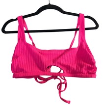 Xhilaration Bikini Top Ribbed Keyhole Lace Up String Ties Pink XL - $4.99