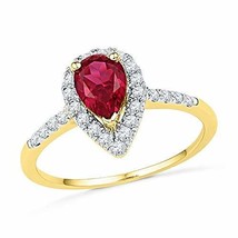 0.33ctw Diamond 0.90ctw Lab Created Ruby Engagement Ring - £363.16 GBP