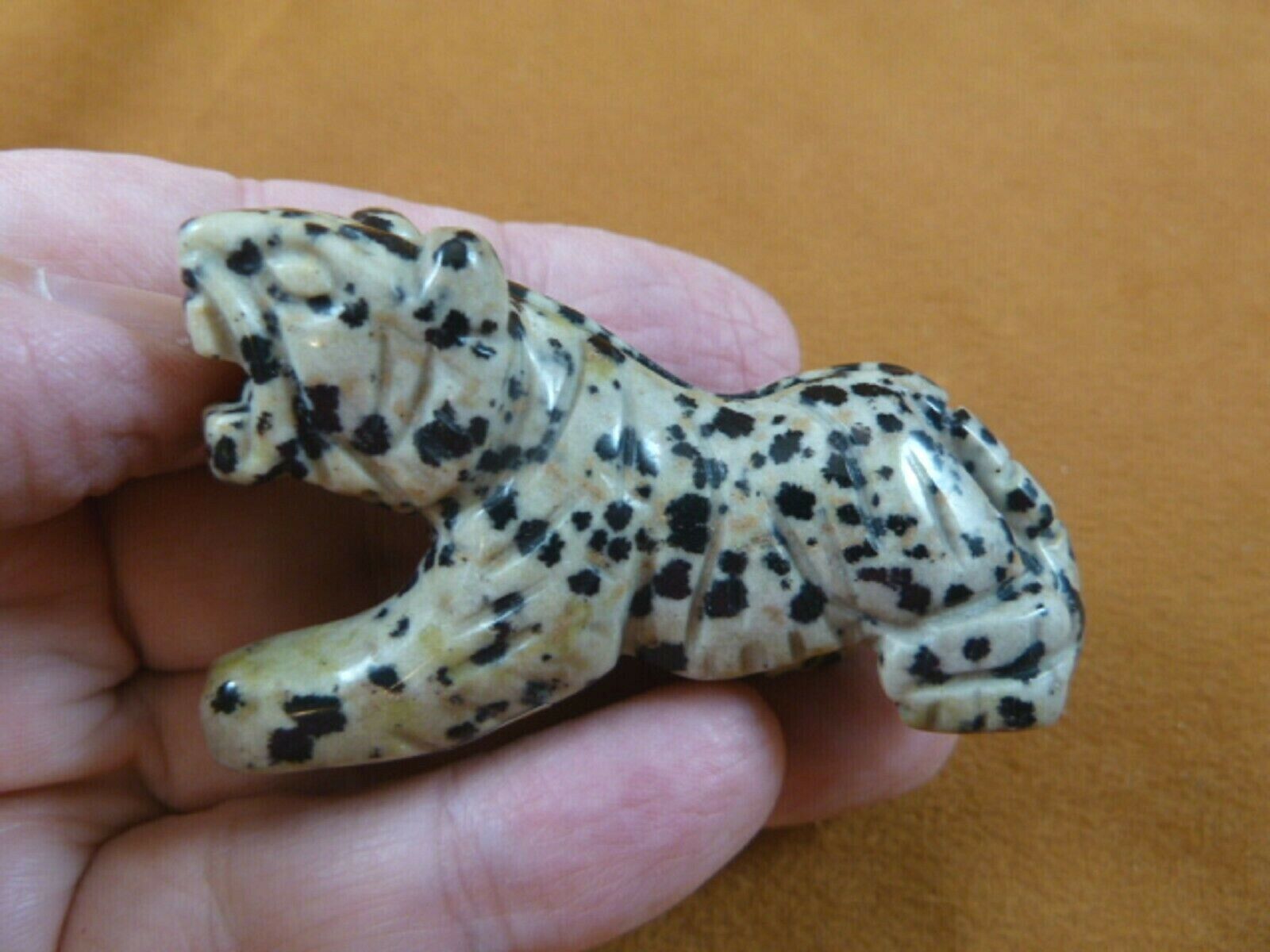 (Y-TIG-732) spotted Jasper TIGER gemstone carving FIGURINE love CATS tig... - $17.53