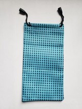 Light blue checked Microfiber Eyeglass Case Pouch With Drawstring Closur... - £4.35 GBP