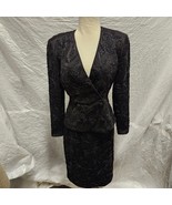 Carmen Marc Valvo Women&#39;s Black Beaded Blazer and Skirt Set, Size 6 - £54.48 GBP