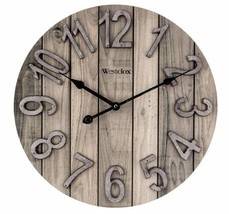 Farmhouse Classic Large 16&quot;Wood Grain Veneer Planked Finish Round Wall Clock-NEW - £33.40 GBP