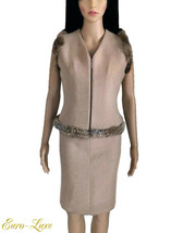 VINTAGE GIANFRANCO FERRE NUDE-BEIGE TAN 100% MINK JACKET SKIRT SUIT IT 4... - $1,090.34 CAD