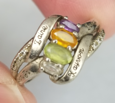 size 8.5 STERLING SILVER womens ring citrine peridot amethyst .925 - $34.99