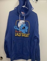 Men’s L Large Lazy Smurf Smurfs Hooded Sweatshirt Hoodie Chest 42” Stained - $5.70