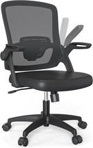 Ergonomic Swivel Mesh Computer Office Desk Chair In Black With Flip-Up Arms, - £61.10 GBP