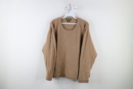 Vintage Eddie Bauer Womens XL Distressed Blank Lambswool Knit Sweater Beige - £27.41 GBP