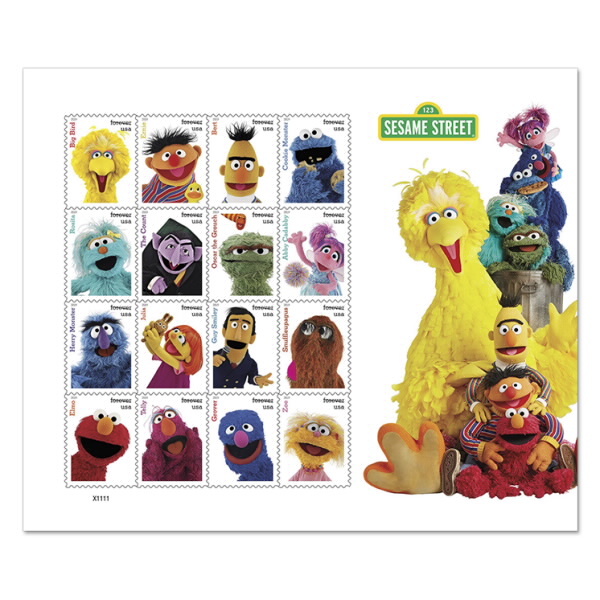 USPS Sesame Street 50 Years Sheet of 16 Forever Stamps. New. MNH. - $13.99