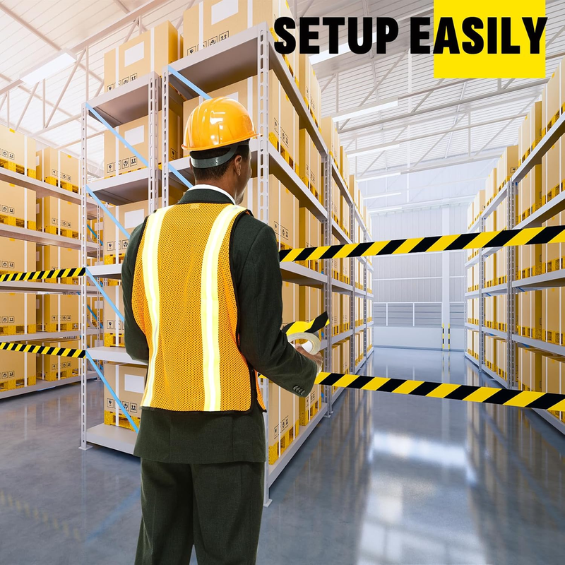 3 Roll Black & Yellow Caution Tape, 2'' X 600 FT Total Length Safety Tape, Black Item image 6