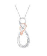 1/5 Carat Round Moissanite Infinity Pendant Necklace for Women in 18k Tw... - $66.99