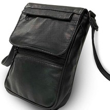 Leather Satchel Single Shoulder Crossbody Handbag Multi Pockets Purse black - £11.66 GBP