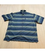 Fubu Shirt Mens Y2K  XL Blue Yellow Orange Button Up Fubu Print Short Sl... - $39.77 CAD