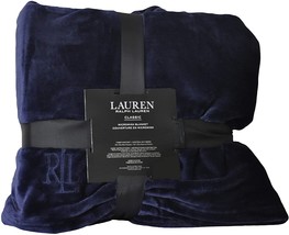 Lauren Ralph Lauren Classic Micromink Plush King 108&quot; X 90&quot; Blanket Navy - £66.33 GBP