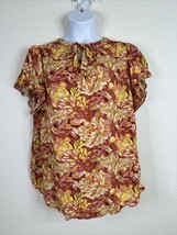 NWT Torrid Womens Plus Size 3 (3X) Floral Tie-Neck Peasant Top Short Sleeve - £17.59 GBP