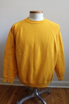 Vtg 90s Discus Athletic XL Mustard Yellow Crew Neck Blank 50/50 Sweatshi... - $32.72