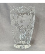 Vintage Cut Crystal Vase 7&quot; Heavy Lead Crystal Etched Roses Floral Flowe... - £23.25 GBP