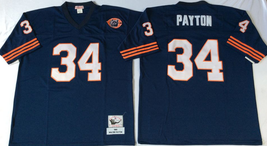 Men's Walter Payton #34 Stitched Jersey White Navy With Patch - $47.20