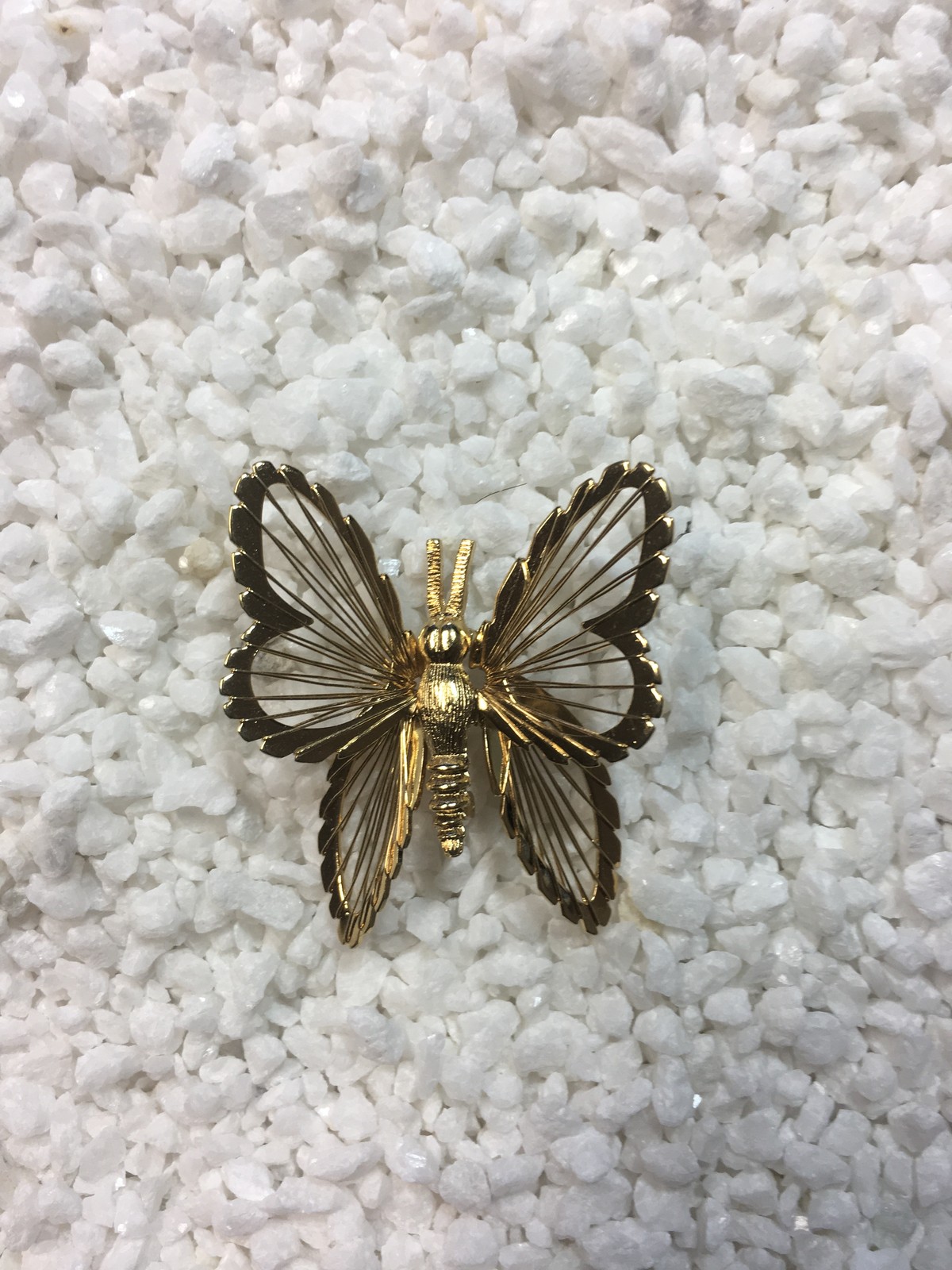 Vintage Gold Tone Wire Work Butterfly Brooch Pin Signed Monet  - $21.50