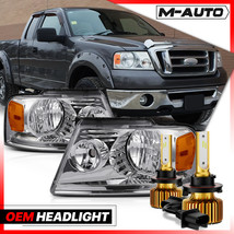 L+R Chrome Clear Headlight+6500K LED Bulb for 2004-2008 Ford F150 Truck ... - $236.99