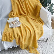Nordic Solid Color Diamond Jacquard Knitted Wool Blanket - £63.71 GBP+