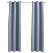 vidaXL Blackout Curtains with Rings 2 pcs Gray 37&quot;x84&quot; Fabric - £32.25 GBP