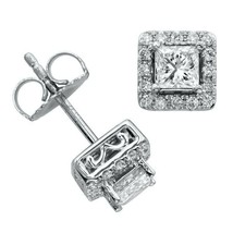 3.5CT Prinzessin Schnitt Brilliant Cz Halo Ohrstecker 14K Weiß Vergoldet... - $74.93