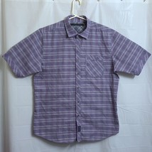 Sean John Short Sleeve Button Up Shirt Men&#39;s Extra Large XL Purple Plaid - $4.20