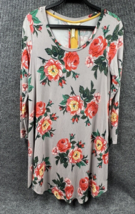 Matilda Jane Dress I&#39;m A Dreamer Womens Medium Gray Floral Roses Tunic Knit - $26.72