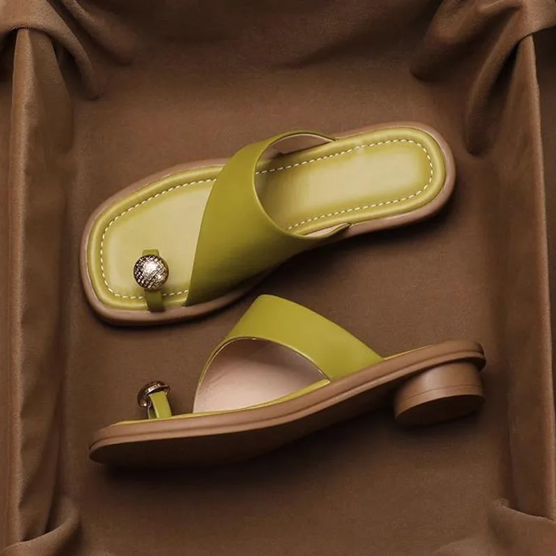 2023 Women&#39;s Modern Slippers Fashion Square Toe Small Heels Slides Women... - £25.52 GBP+