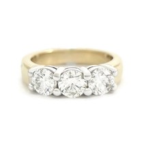 Authenticity Guarantee 
Two-Tone Round 3-Stone Diamond Wedding Band Ring 14K ... - £4,560.18 GBP
