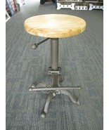Cast Iron Adjustable Bar Stool Rustic Wood Kitchen Drafting Seat Chair M... - $99.99