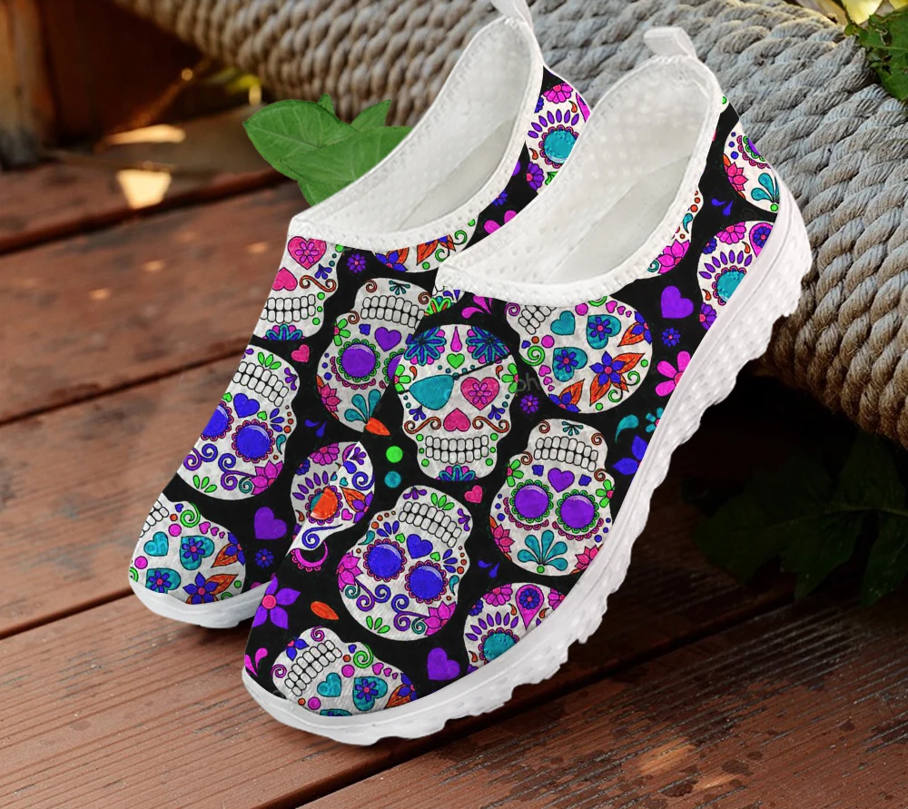 INSTANTARTS New Casual Flats Sneakers Style Colorful Sugar  Printing Women Outdo - £130.57 GBP