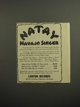 1952 Canyon Records Advertisement - Natay Navajo Singer - £14.48 GBP