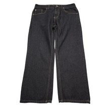 Code One Pants Mens 36 Black High Rise Flat Front Dark Wash Denim Jeans - £23.72 GBP